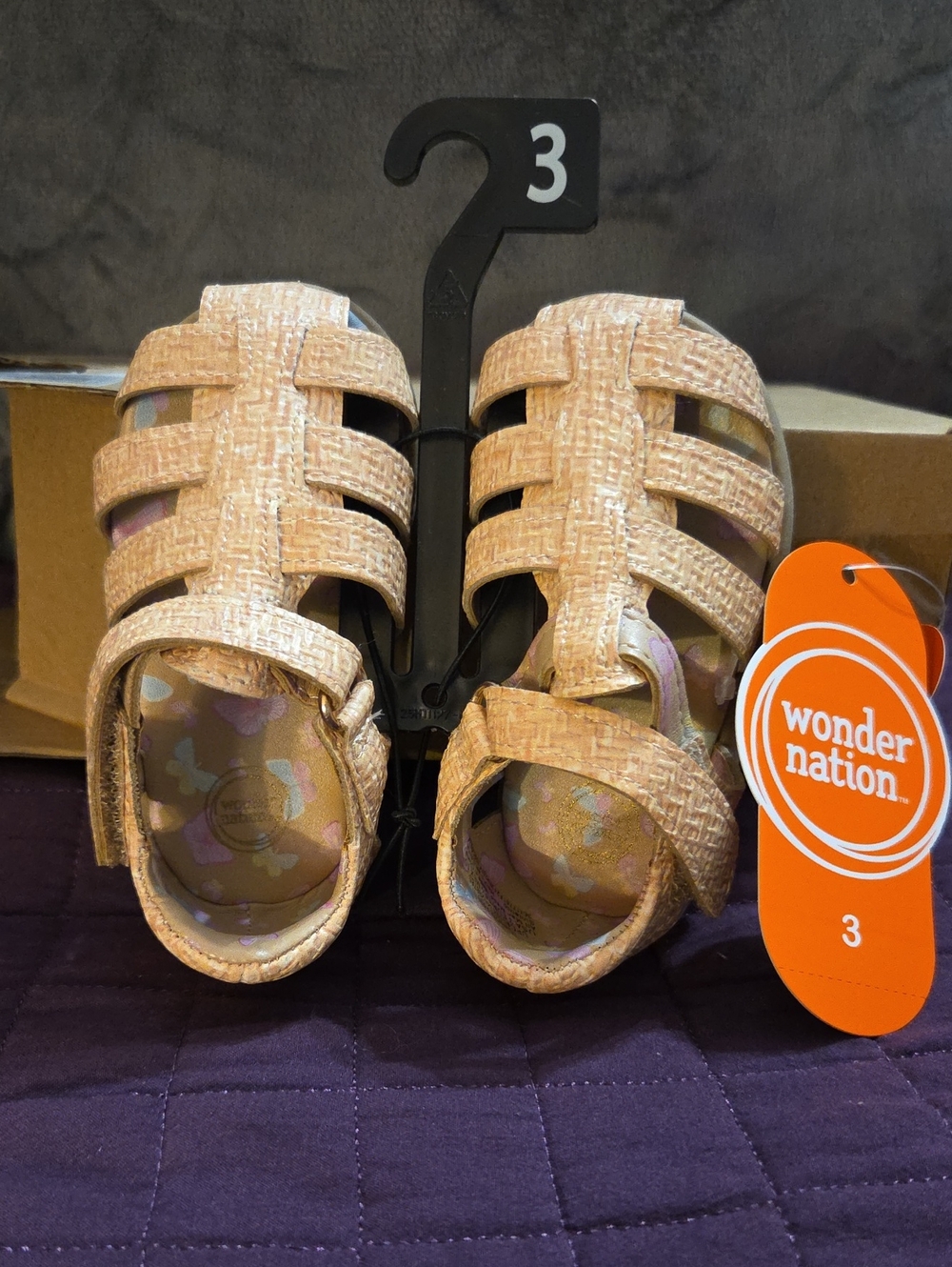 wonder nation Pink Textured Woven Fisherman Sandals for Infants